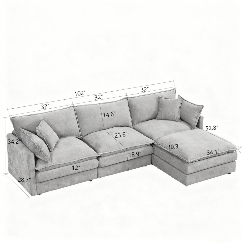Cloud 102" Modular L-Shaped Sectional Sofa – Cloud Gray Chenille