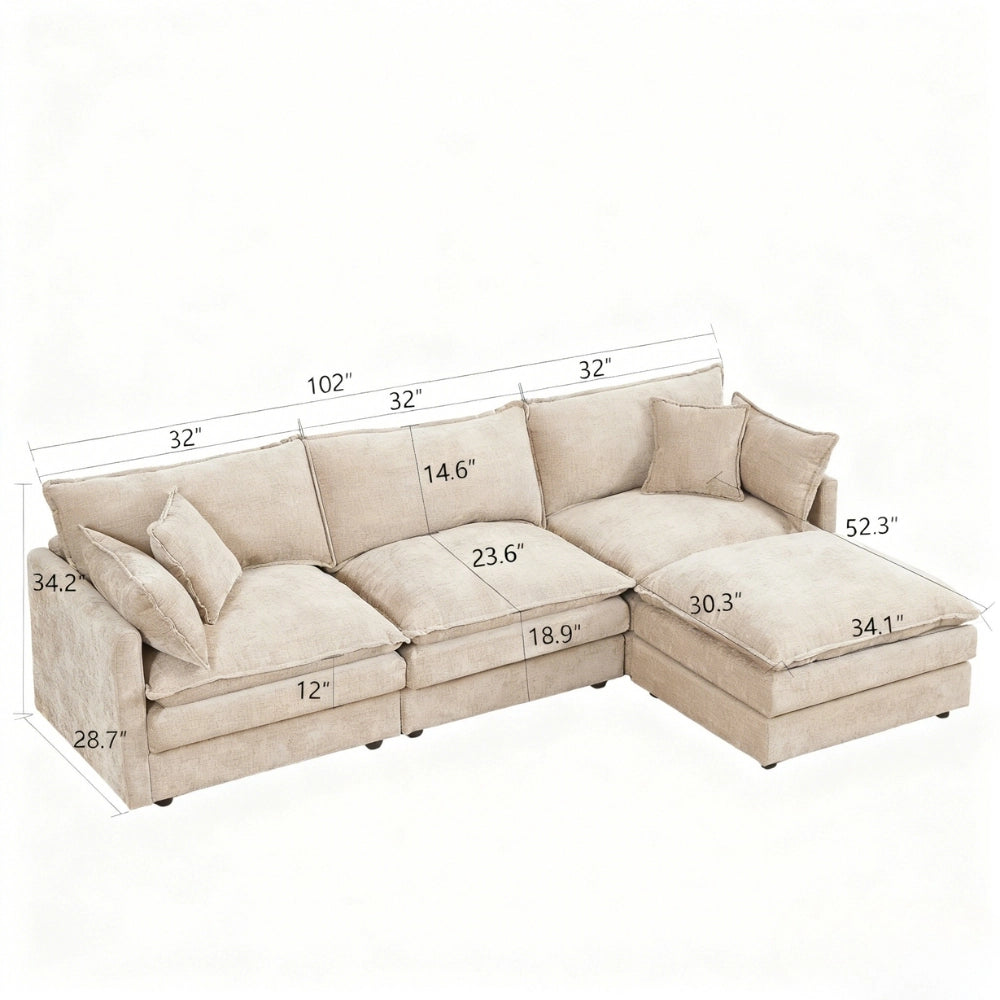 Cloud 102" Modular L-Shaped Sectional Sofa – Chenille Mocha