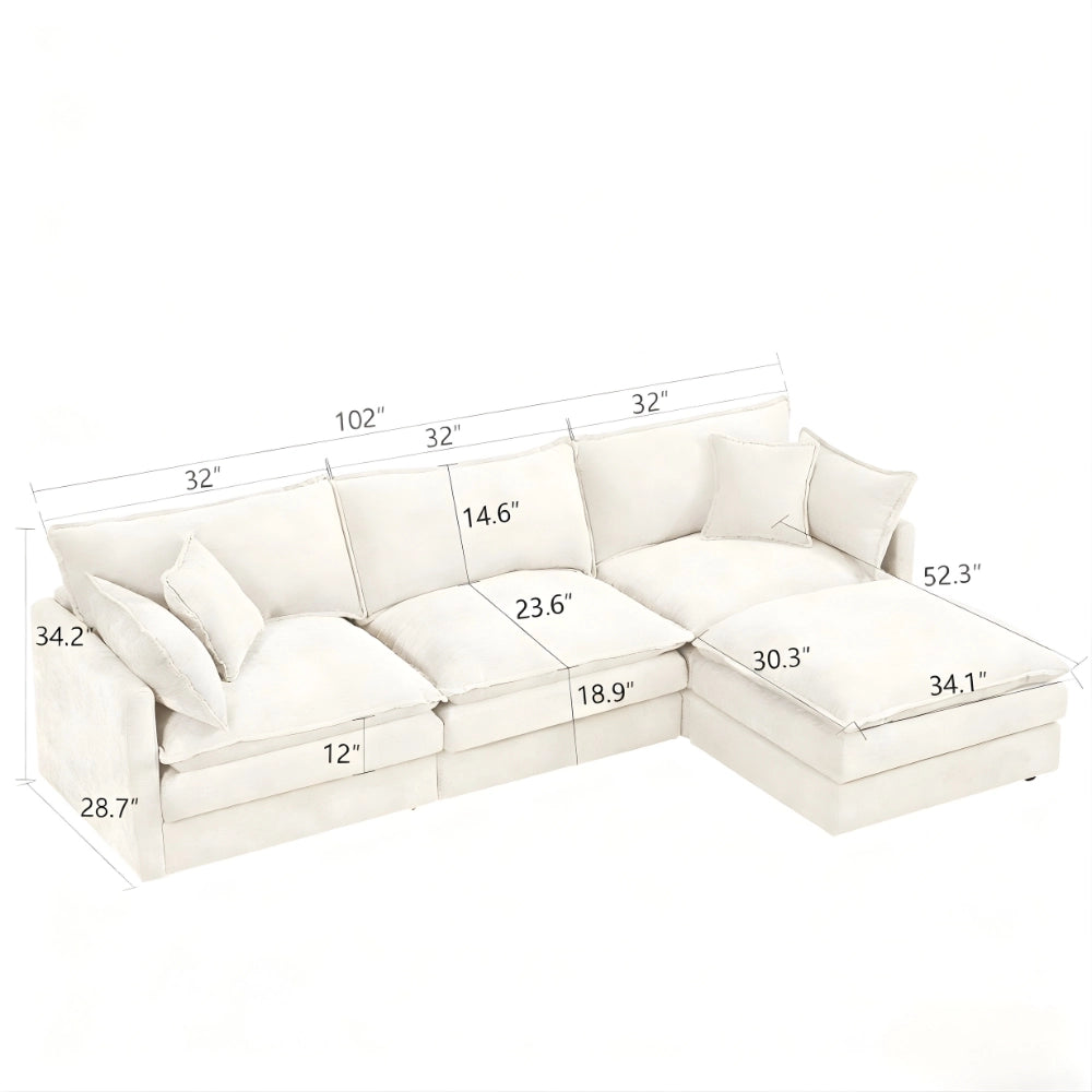 Cloud 102" Modular L-Shaped Sectional Sofa – Beige