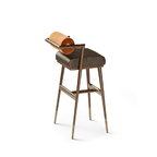 Luxury Modern Bar Stool Velvet Leather Solid Wood High Chair