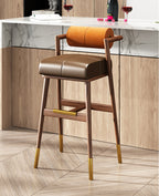 Luxury Modern Bar Stool Velvet Leather Solid Wood High Chair