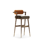 Luxury Modern Bar Stool Velvet Leather Solid Wood High Chair