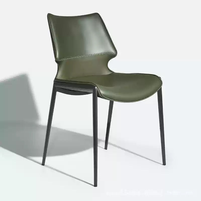 Light luxury metal backrest stool saddle leather dining chair
