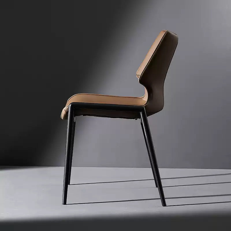 Light luxury metal backrest stool saddle leather dining chair