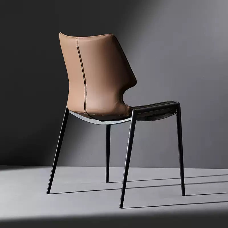 Light luxury metal backrest stool saddle leather dining chair