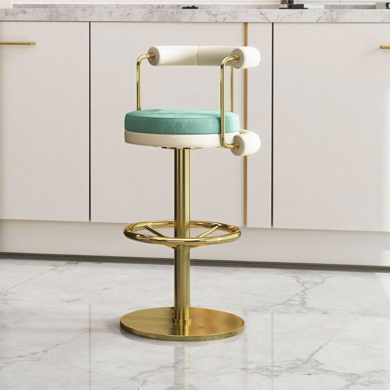 Luxury Adjustable Swivel Bar Stool Stainless Steel Velvet Chair