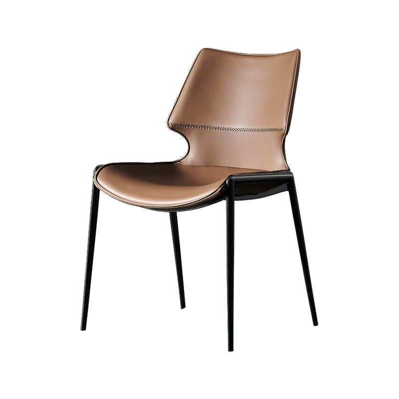 Light luxury metal backrest stool saddle leather dining chair