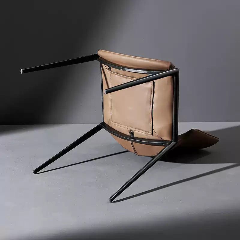 Light luxury metal backrest stool saddle leather dining chair