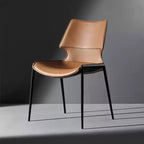 Light luxury metal backrest stool saddle leather dining chair