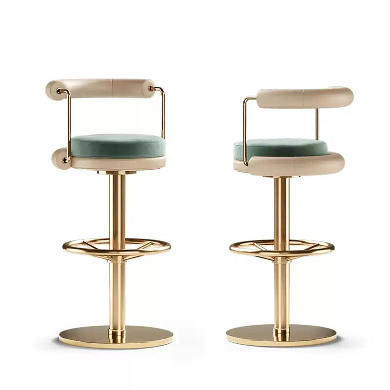 Luxury Adjustable Swivel Bar Stool Stainless Steel Velvet Chair