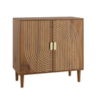 Walnut Wood Buffet Cabinet with Line Groove Design,Sideboard Buffet Cabinet With Storage