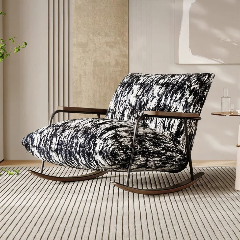 Mid-century Modern Rocking Chair | Retro Style, Solid Wood & Velvet Comfort