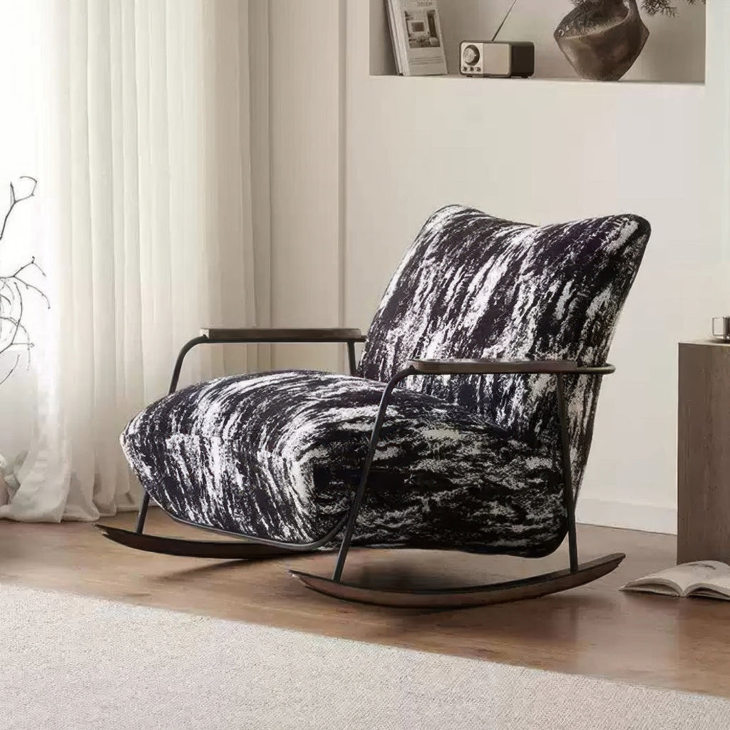 Mid-century Modern Rocking Chair | Retro Style, Solid Wood & Velvet Comfort