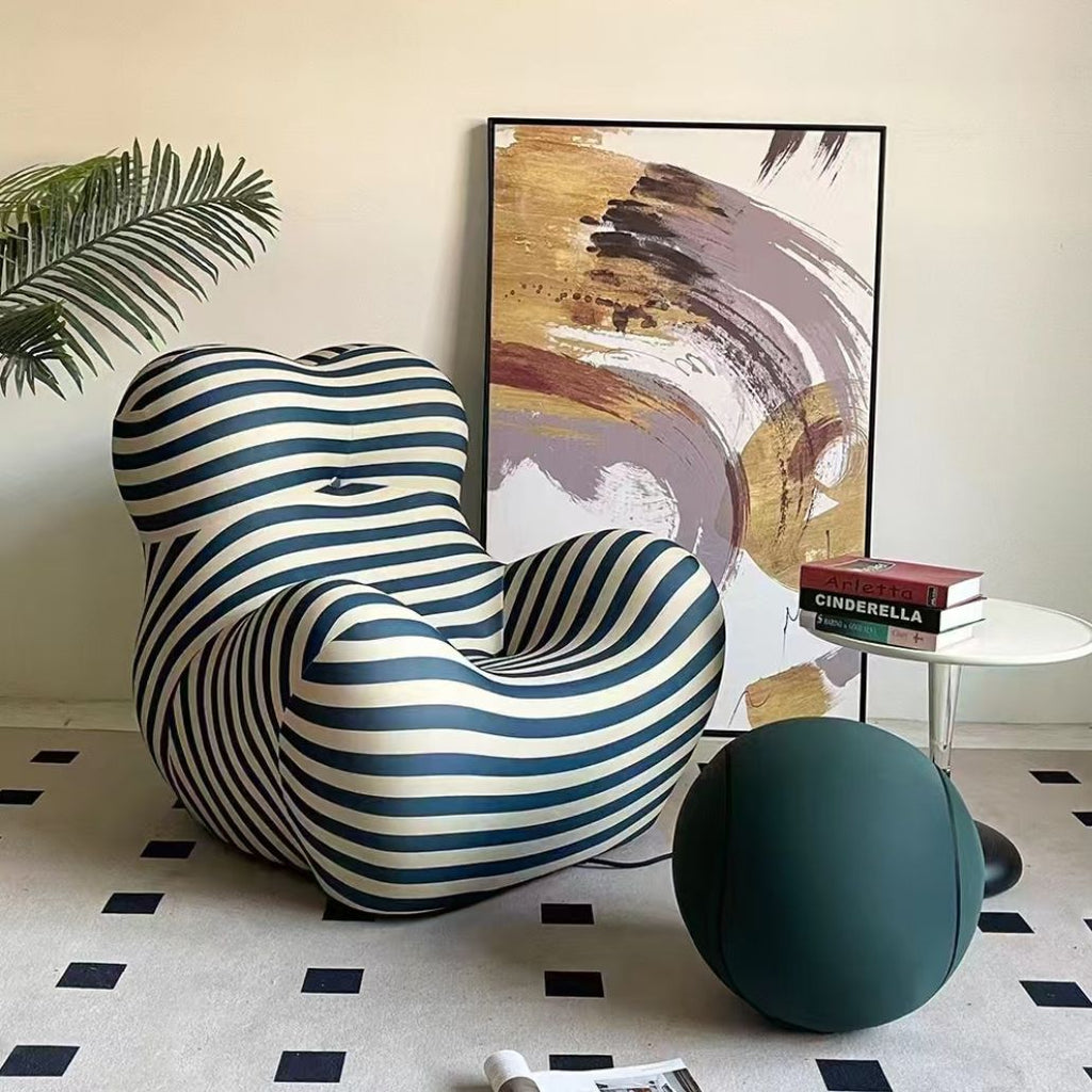 Shaped Single Couch with Round Ottoman