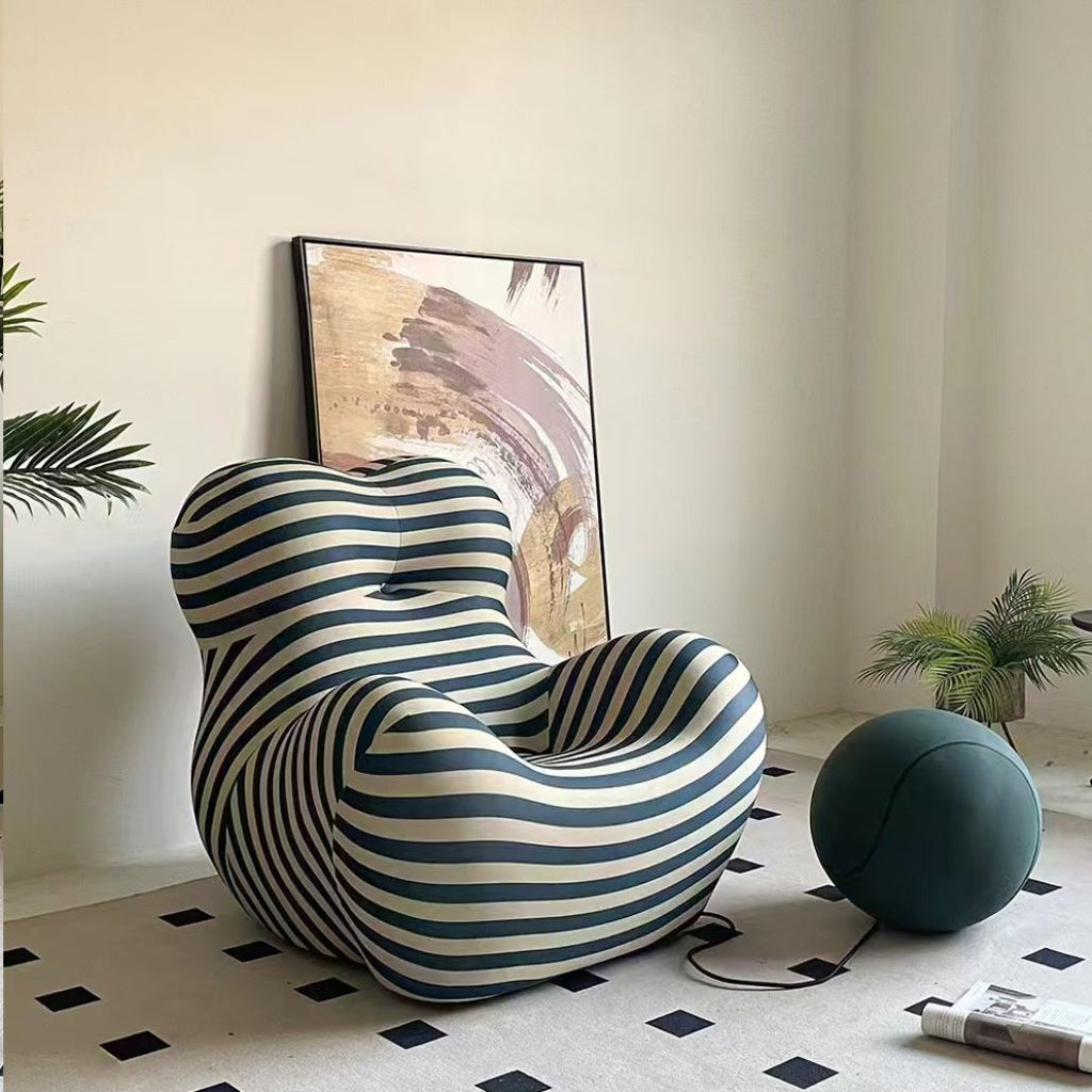 Shaped Single Couch with Round Ottoman