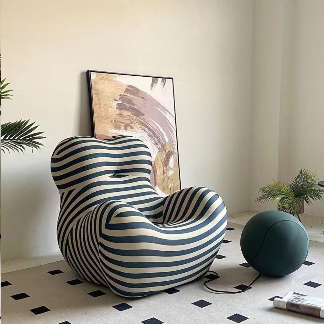 Shaped Single Couch with Round Ottoman