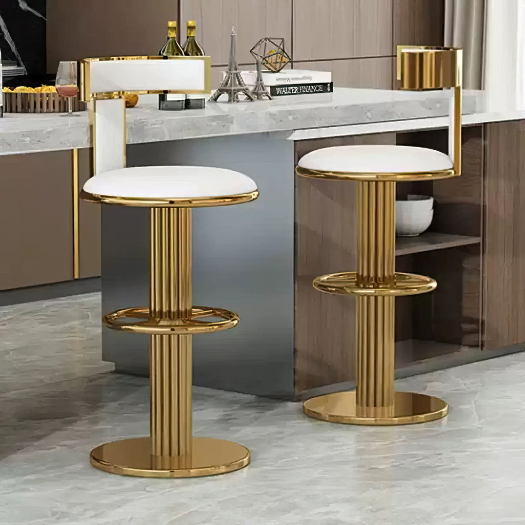 Luxury Gold Stainless Steel Bar Stool Upholstered Chair