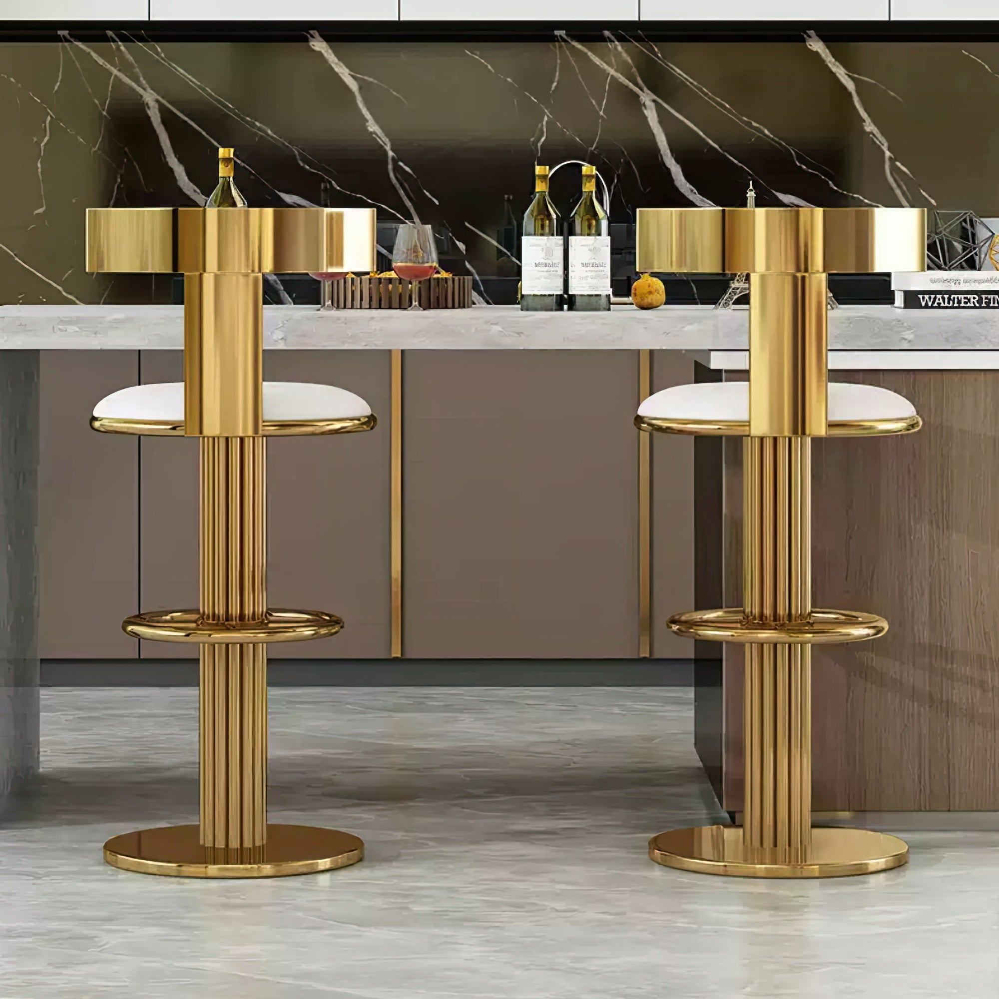 Luxury Gold Stainless Steel Bar Stool Upholstered Chair