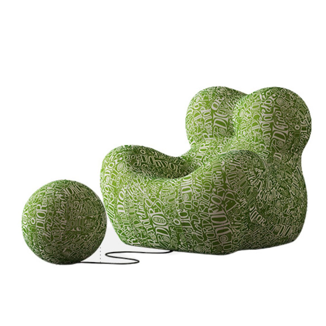 Shaped Single Couch with Round Ottoman