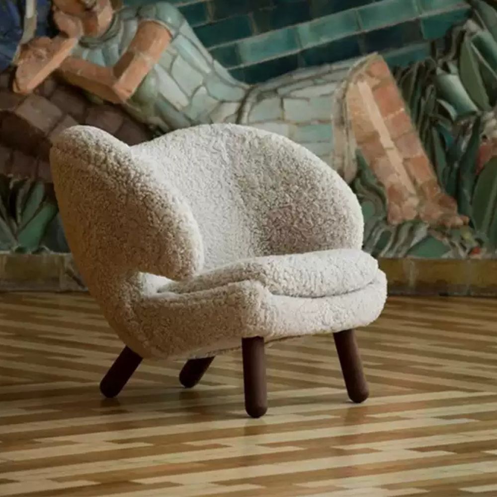 Modern Nordic Wooden Accent Chair Velvet Lounge Sofa Chair