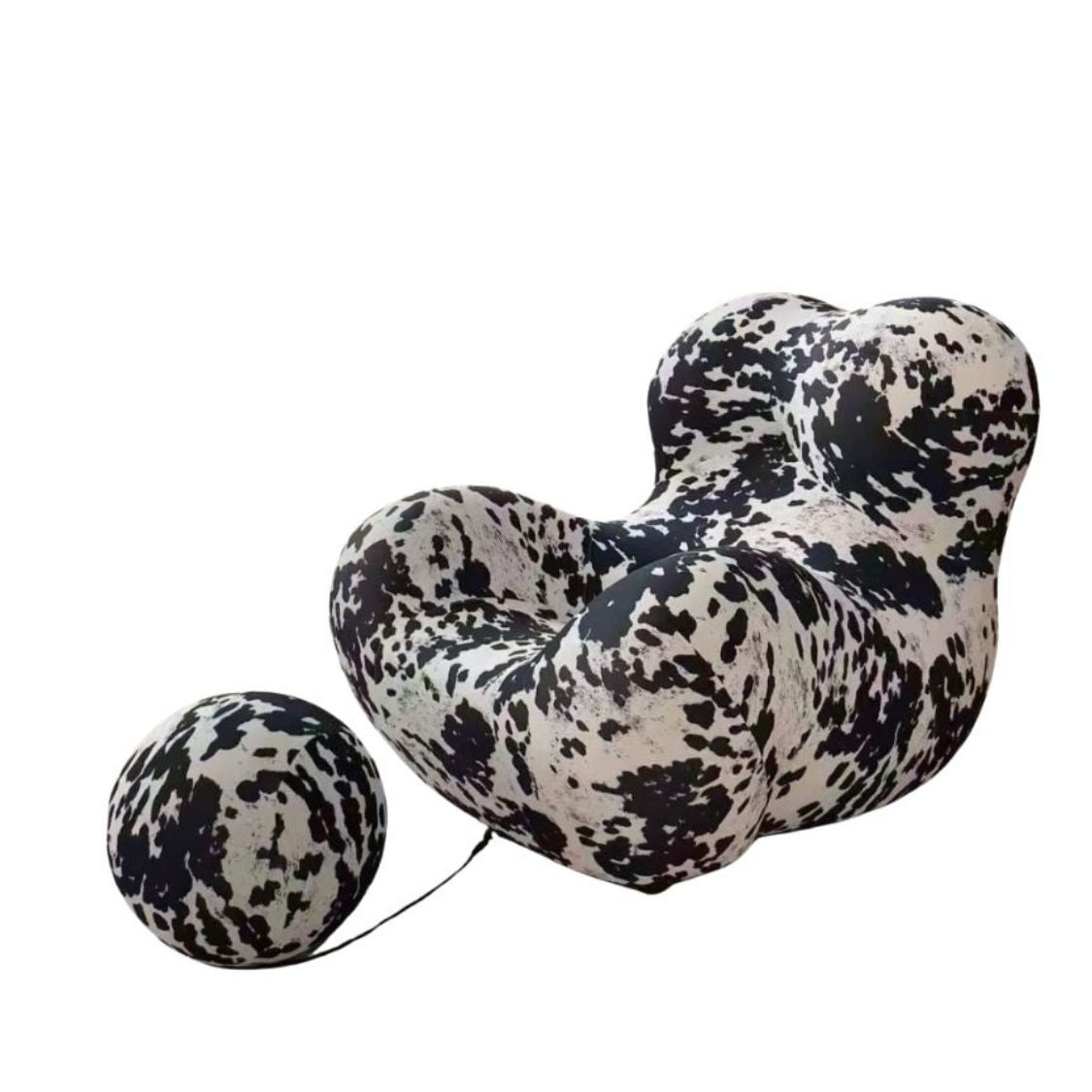 Shaped Single Couch with Round Ottoman