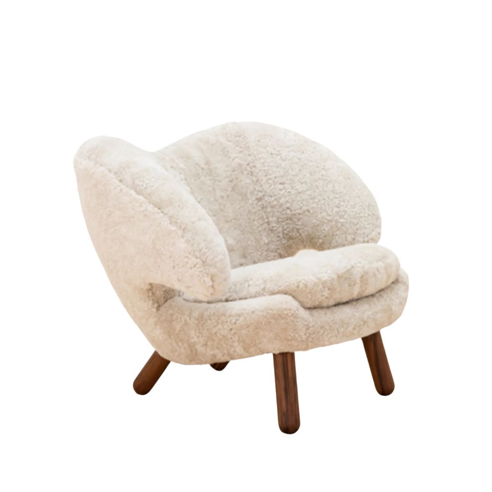 Modern Nordic Wooden Accent Chair Velvet Lounge Sofa Chair