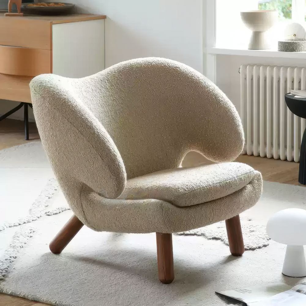 Modern Nordic Wooden Accent Chair Velvet Lounge Sofa Chair