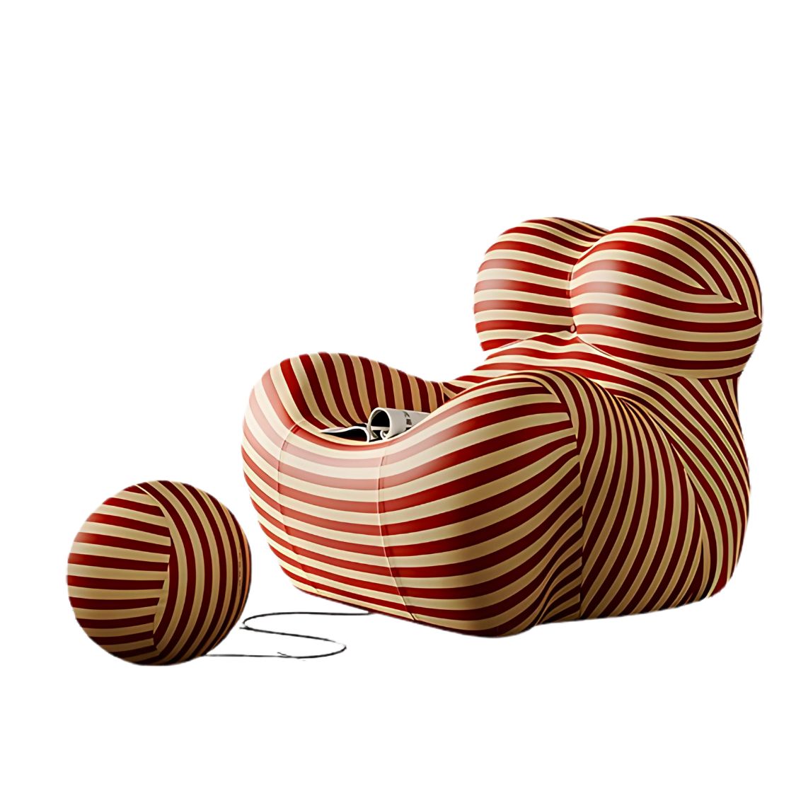 Shaped Single Couch with Round Ottoman