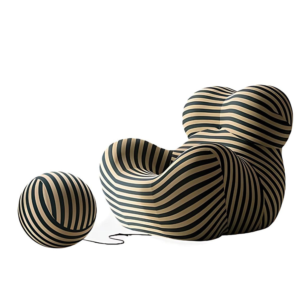 Shaped Single Couch with Round Ottoman