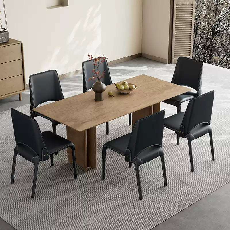 Saddle leather modern light luxury dining chair