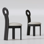 Set of 2 | Retro French Dining Chair – Solid Wood Keyhole Style