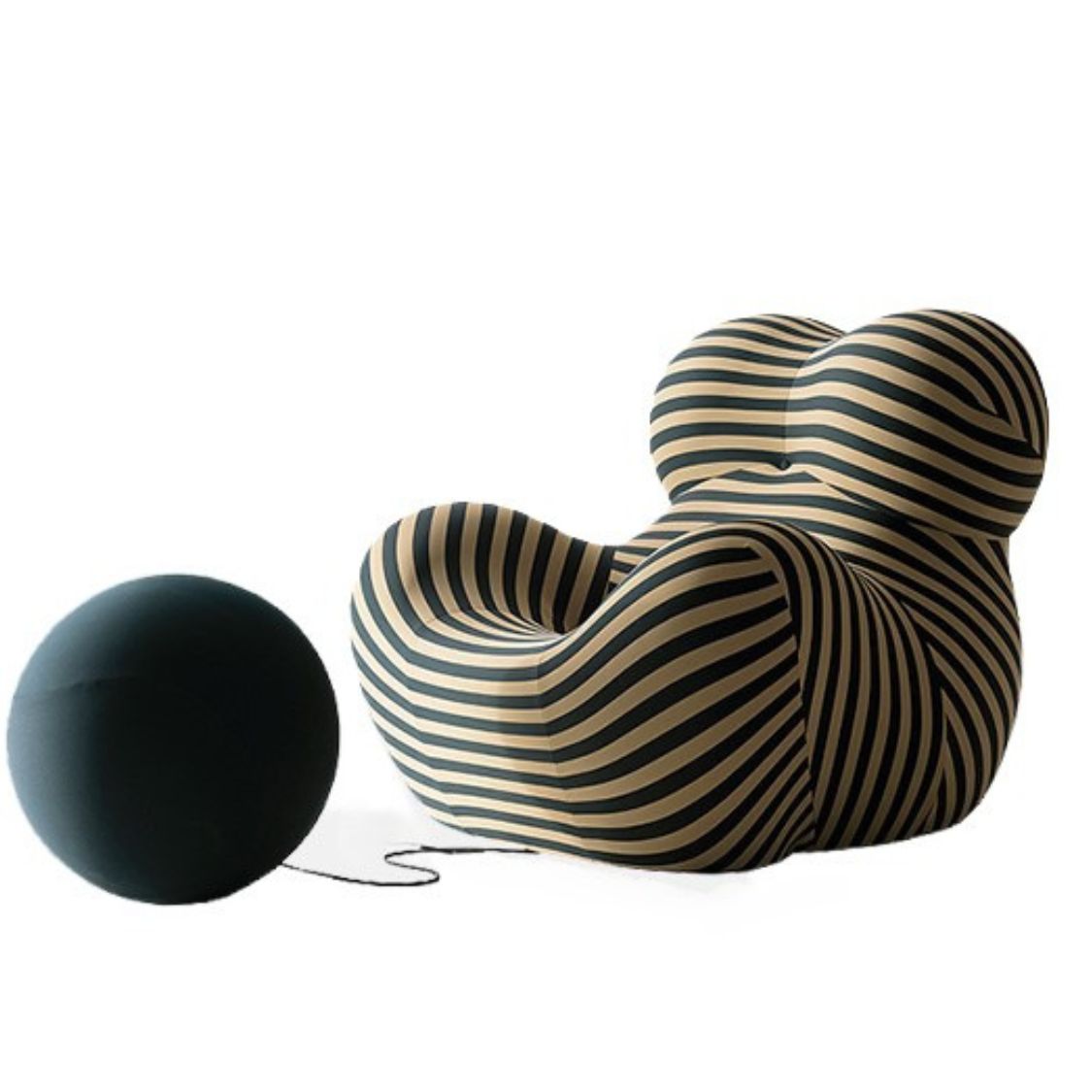 Shaped Single Couch with Round Ottoman