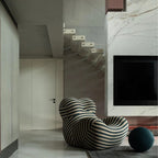 Shaped Single Couch with Round Ottoman