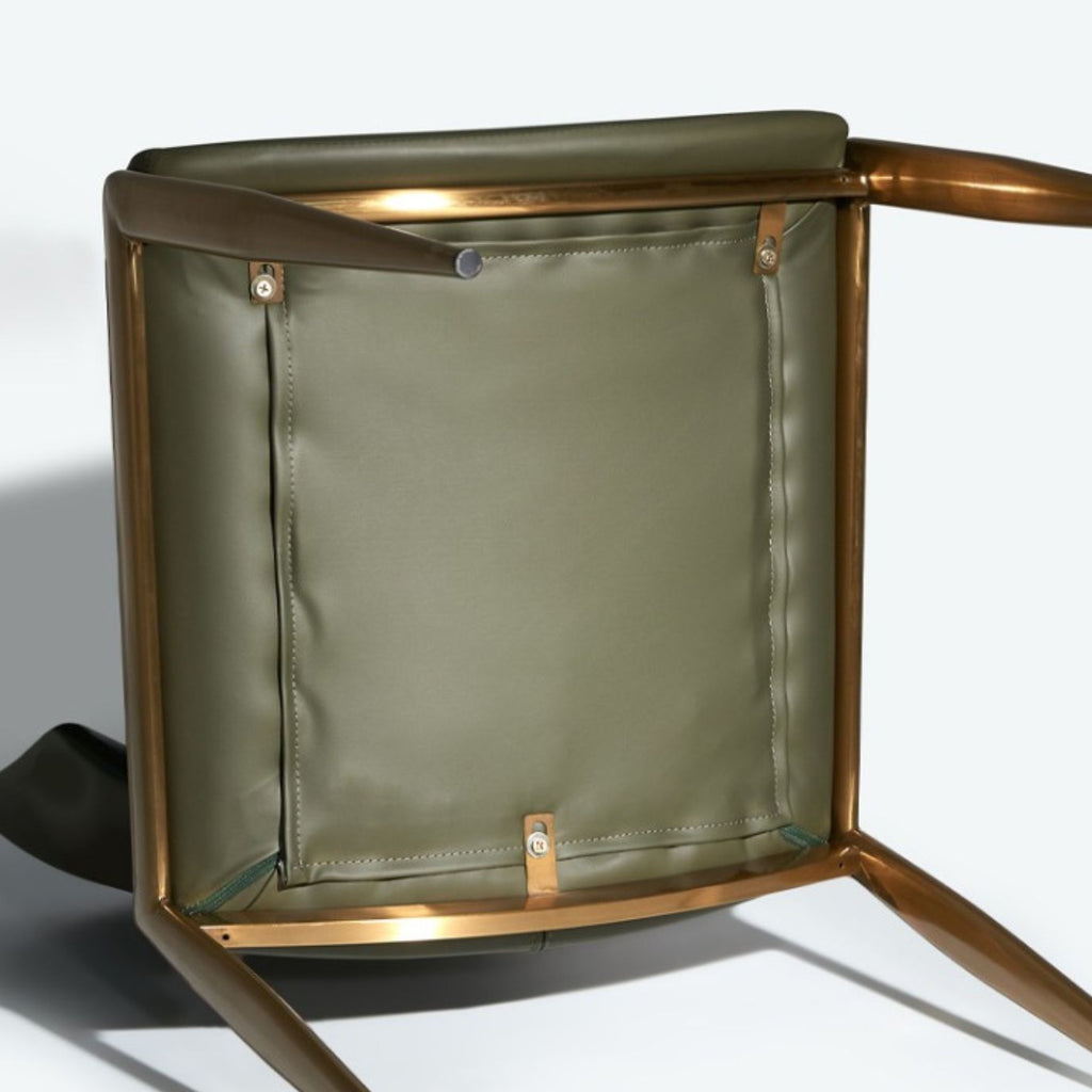 Light luxury metal backrest stool saddle leather dining chair