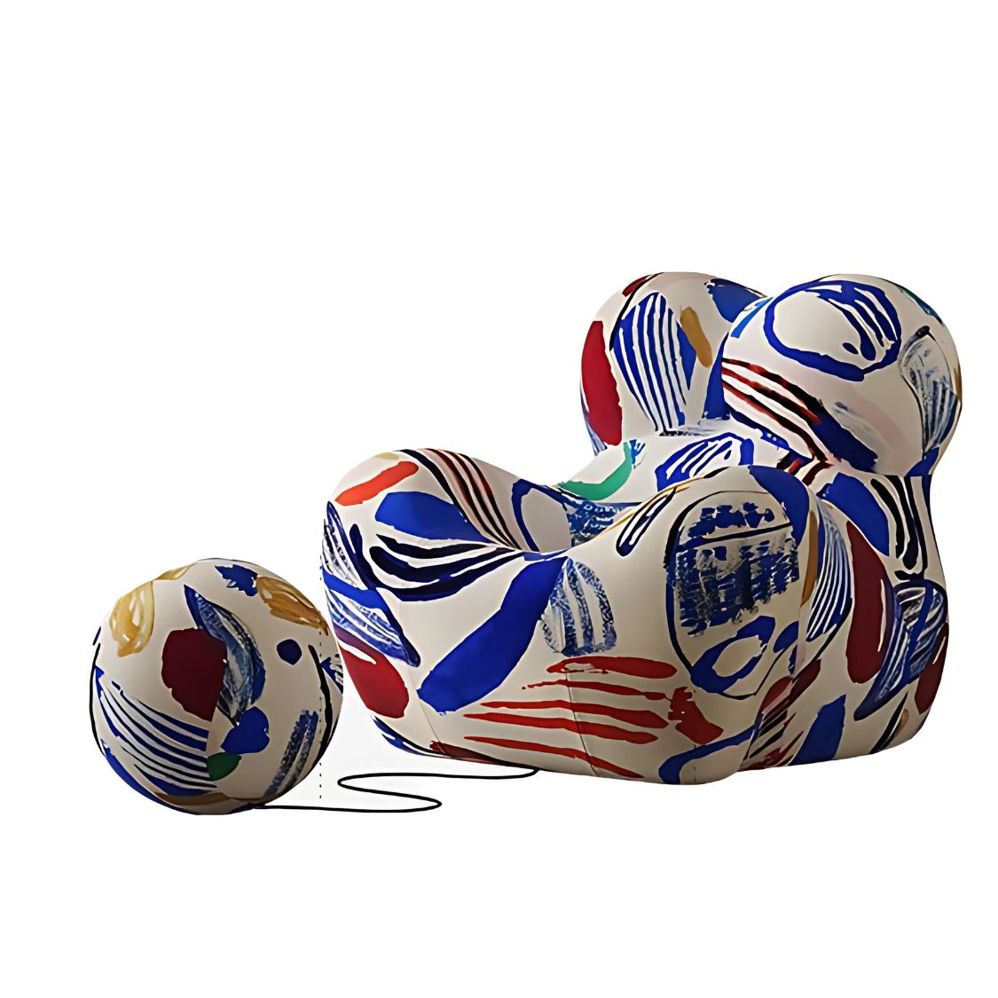 Shaped Single Couch with Round Ottoman