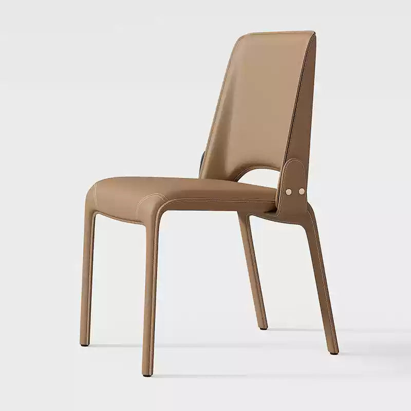 Saddle leather modern light luxury dining chair