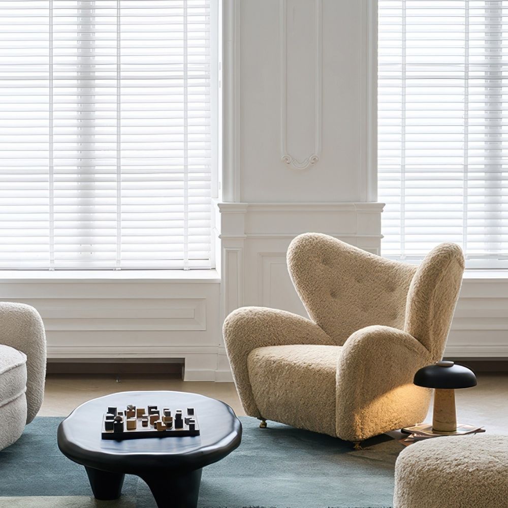 Vintage-Inspired Movable Single Lounge Chair for Living Room