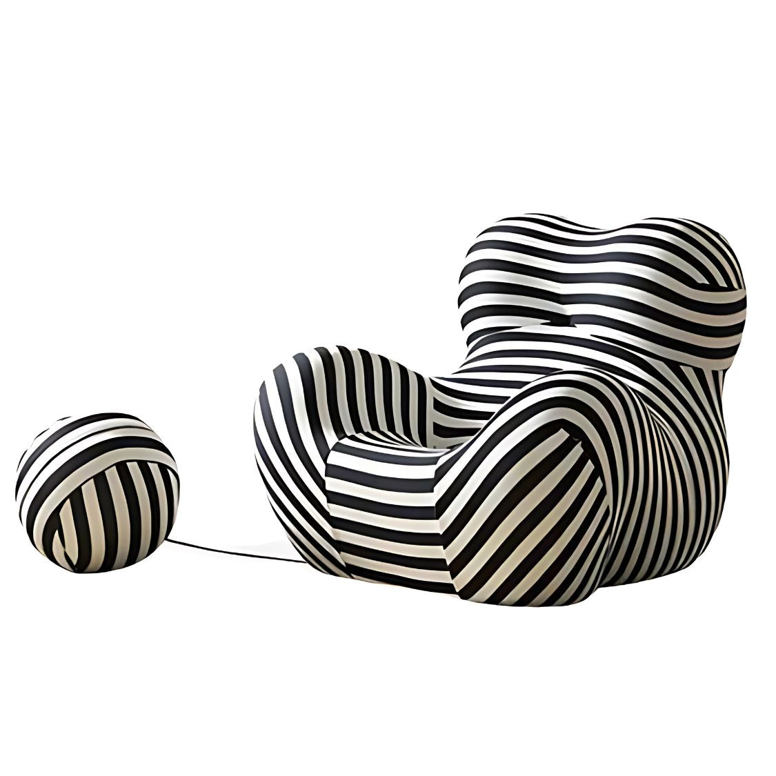 Shaped Single Couch with Round Ottoman