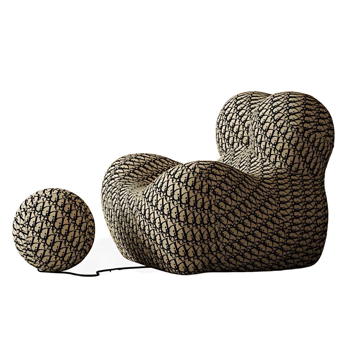 Shaped Single Couch with Round Ottoman