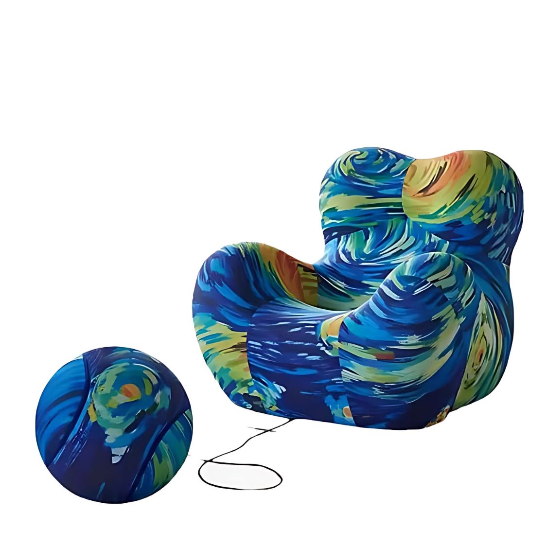 Shaped Single Couch with Round Ottoman