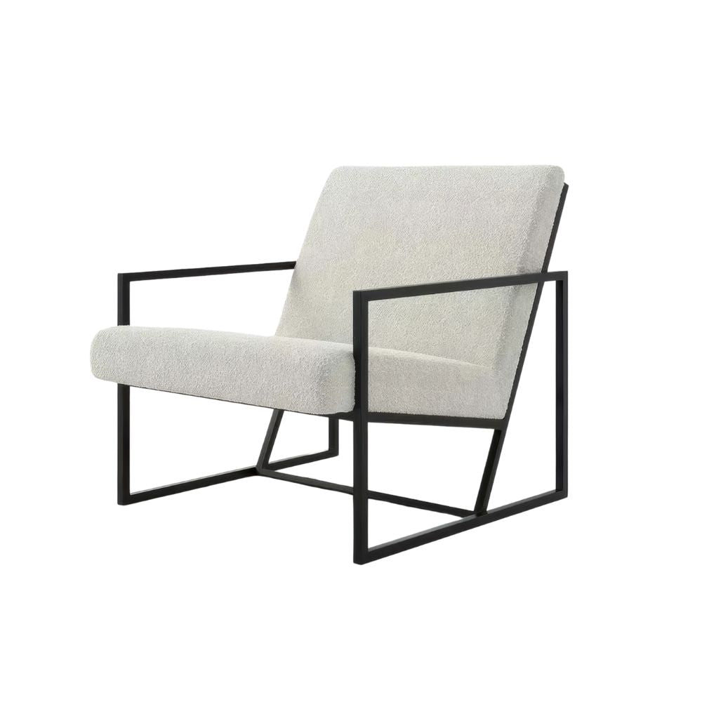 Luxe Off White Boucle & Black Chair