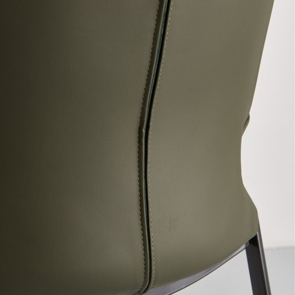 Light luxury metal backrest stool saddle leather dining chair