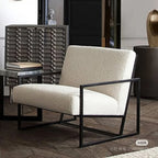 Luxe Off White Boucle & Black Chair