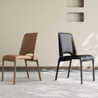 Saddle leather modern light luxury dining chair