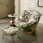 Butterfly Print Rocking Chair with Comfortable Upholstery