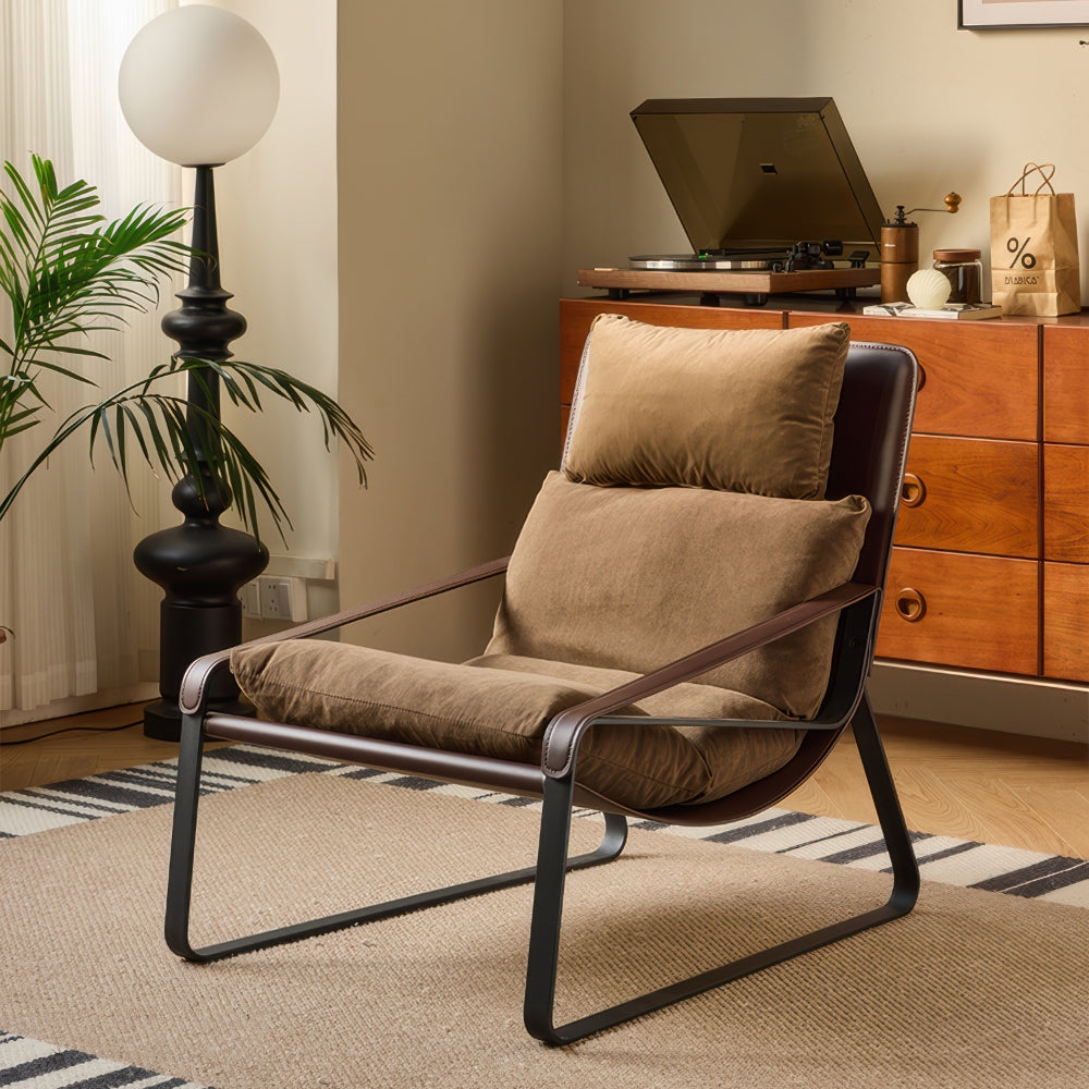 Nordic-style lounge chair with a down-filled back cushion.