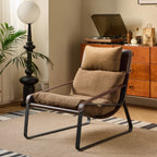 Nordic-style lounge chair with a down-filled back cushion.