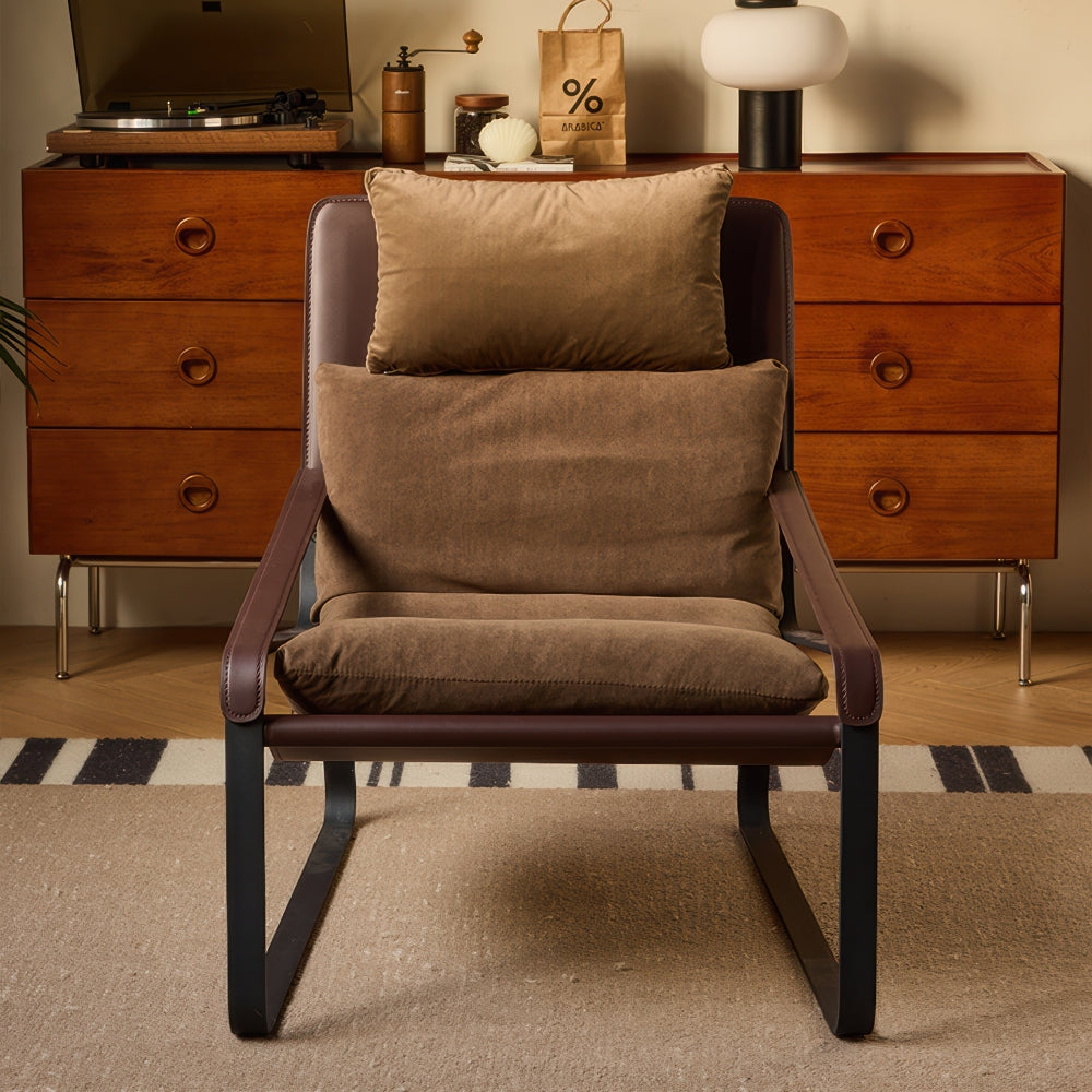 Nordic-style lounge chair with a down-filled back cushion.