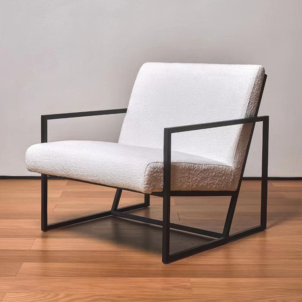 Luxe Off White Boucle & Black Chair