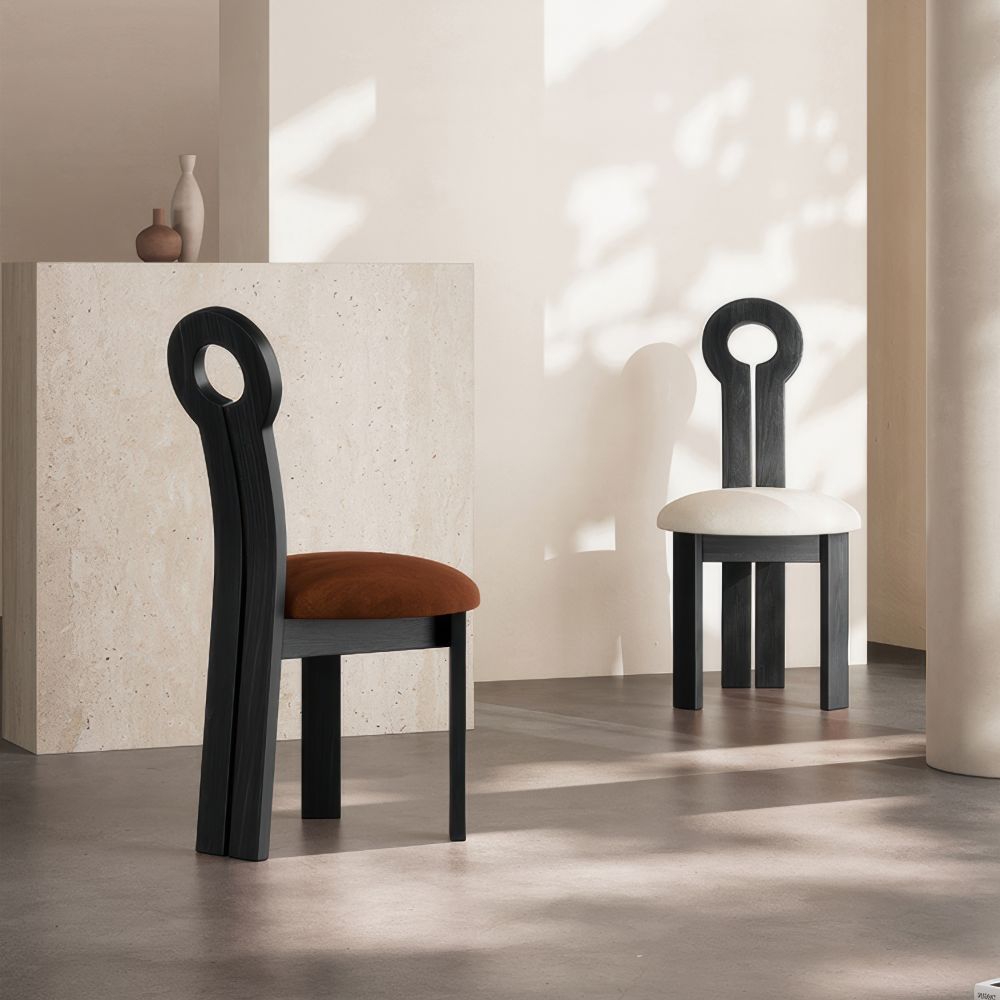 Set of 2 | Retro French Dining Chair – Solid Wood Keyhole Style